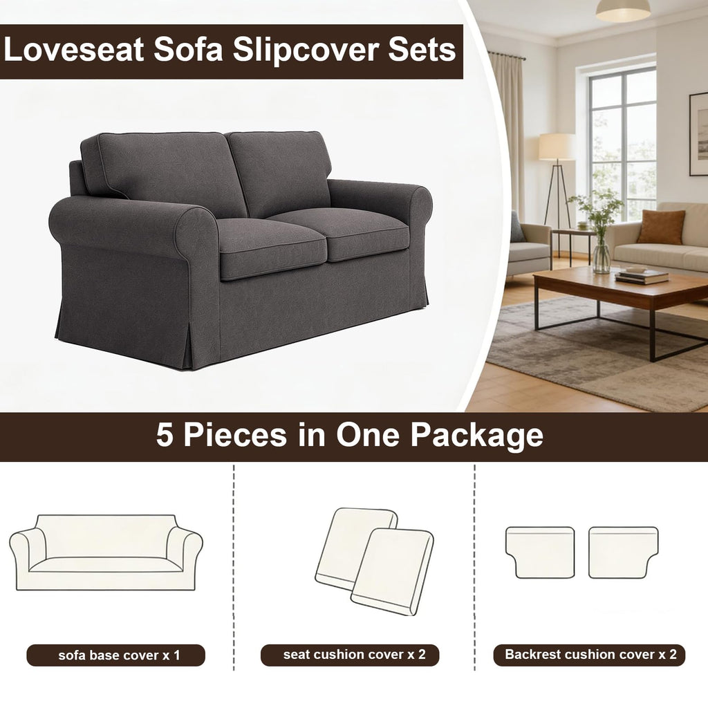 Ektorp 3 Seat Sofa Cover Slipcover Replacement Made for IKEA Ektorp 3 Seat Sofa Cover, Couch Cover Not Include The Sofa Body,Khaki