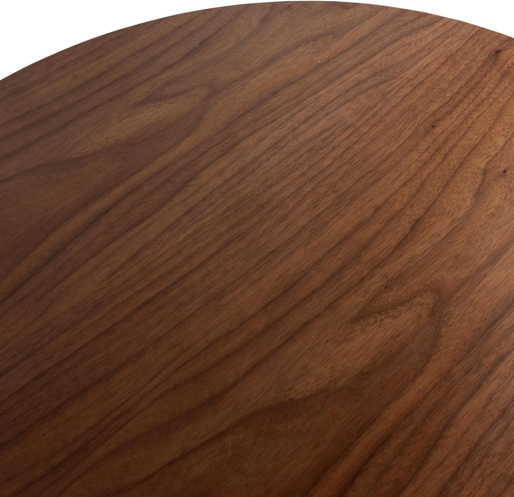 2-Tier Round Coffee Table Wood Nesting Side Table (Walnut, 28x28x18)