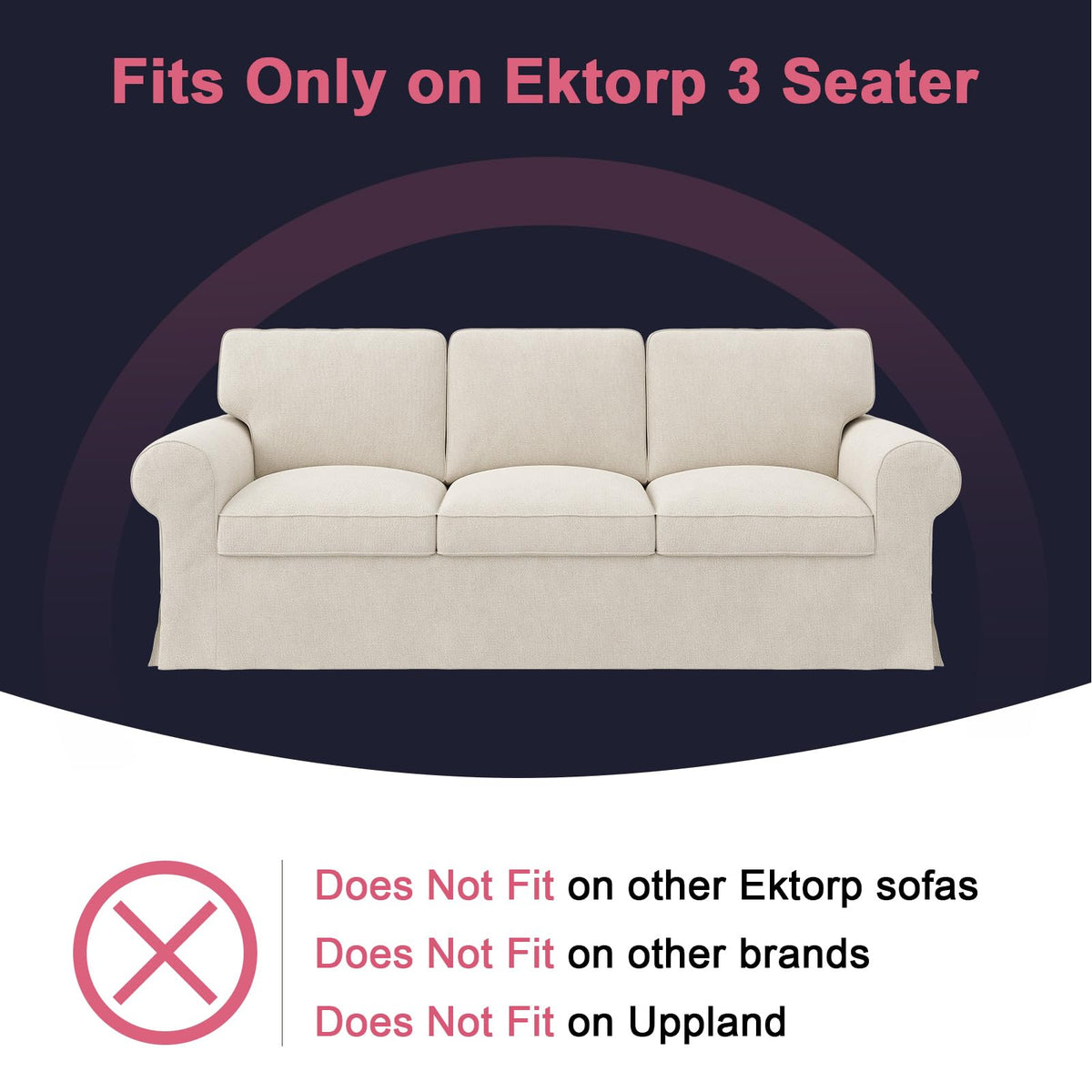Ektorp 3 Seat Sofa Cover Slipcover Replacement Made for IKEA Ektorp 3 Seat Sofa Cover, Couch Cover Not Include The Sofa Body,Khaki