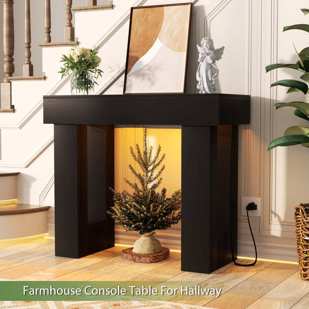 Unikito 63" Console Table with Sensor Light & AC Outlets with USB-C Ports
