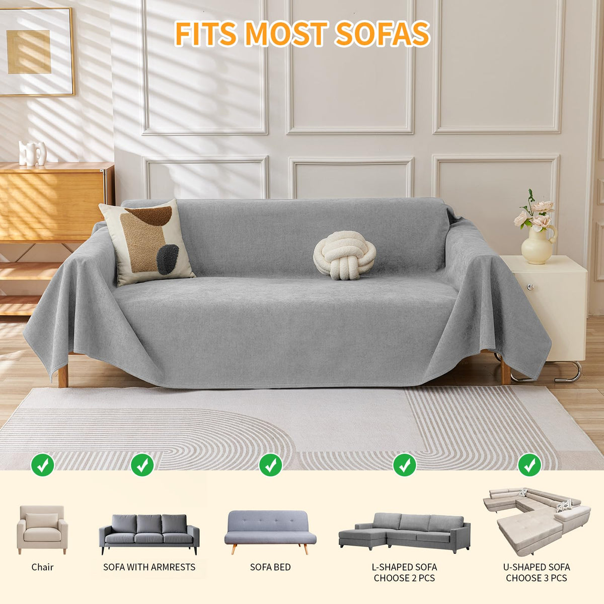 Deep Dream Cat-Scratch Resistant Couch Cover, Waterproof Sofa Cover for 3 Cushion Couch Washable, Pet Friendly Couch Protectors Anti Slip Thickened Sofa Slipcovers for Dogs Pets, 91" x 150", Brown