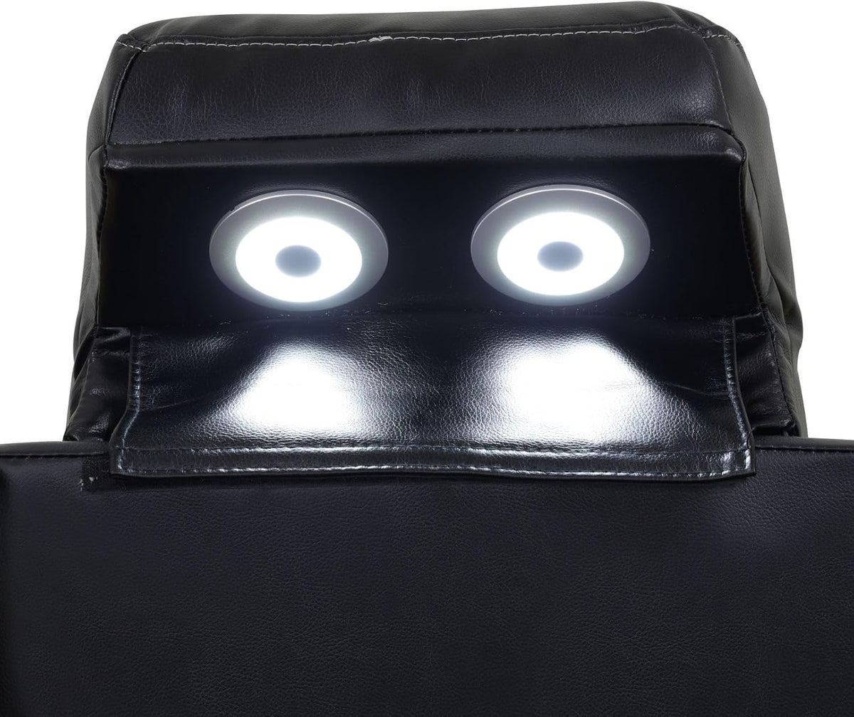 3-Piece Sofa Set Black Breathable Leather Living Room ï»¿ LED Lighting USB Charging Cup-Holder ï»¿ ï»¿