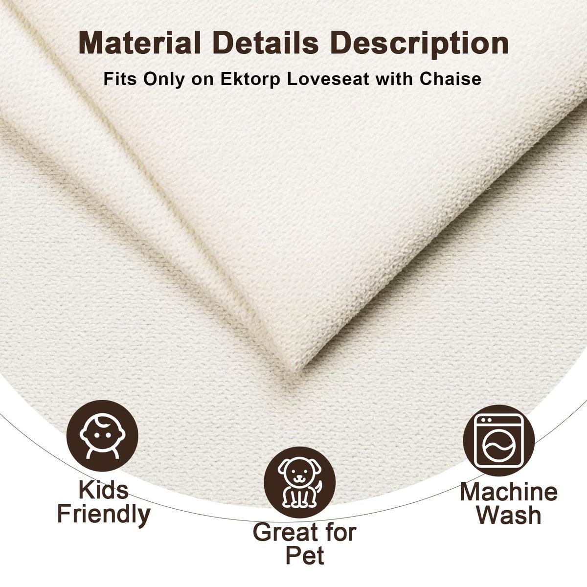 Ektorp 3 Seat Sofa Cover Slipcover Replacement Made for IKEA Ektorp 3 Seat Sofa Cover, Couch Cover Not Include The Sofa Body,Khaki