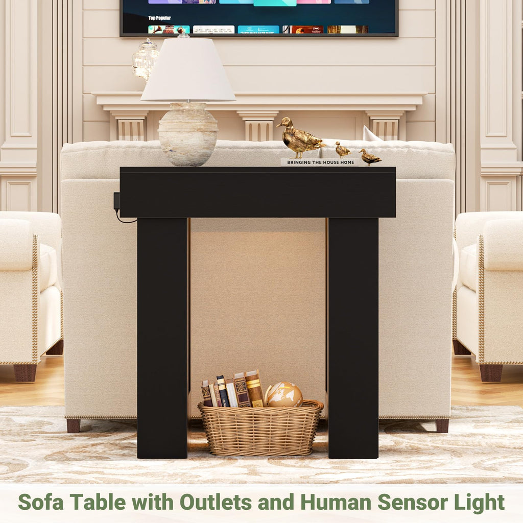 Unikito 63" Console Table with Sensor Light & AC Outlets with USB-C Ports