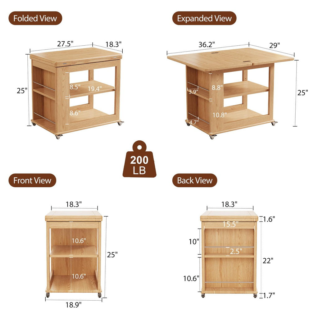 Expandable Coffee Table with Hidden Storage and Adjustable Shelves Walnut