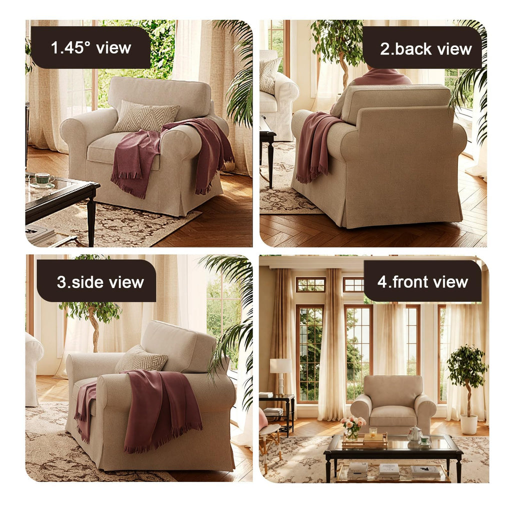 Ektorp 3 Seat Sofa Cover Slipcover Replacement Made for IKEA Ektorp 3 Seat Sofa Cover, Couch Cover Not Include The Sofa Body,Khaki