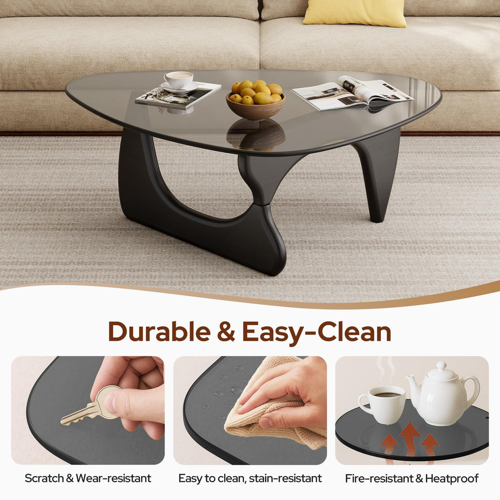Modern Glass Coffee Table, Mid Century Triangle Coffee Table for Living Room Bedroom Reception Office Tables