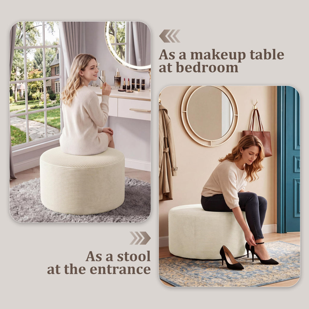 BSHOMGI Nesting Coffee Table Set of 2,Corduroy Ottoman Soft Foot Rest Movable LargePouf Footstool for Living Room Sofa Couch Bedroom Entryway and Small Spaces No Assembly (Blue, 32"+17")