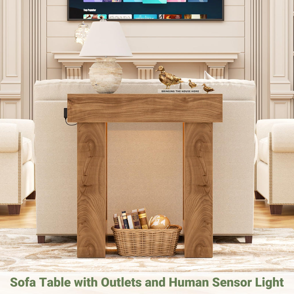Unikito 63" Console Table with Sensor Light & AC Outlets with USB-C Ports