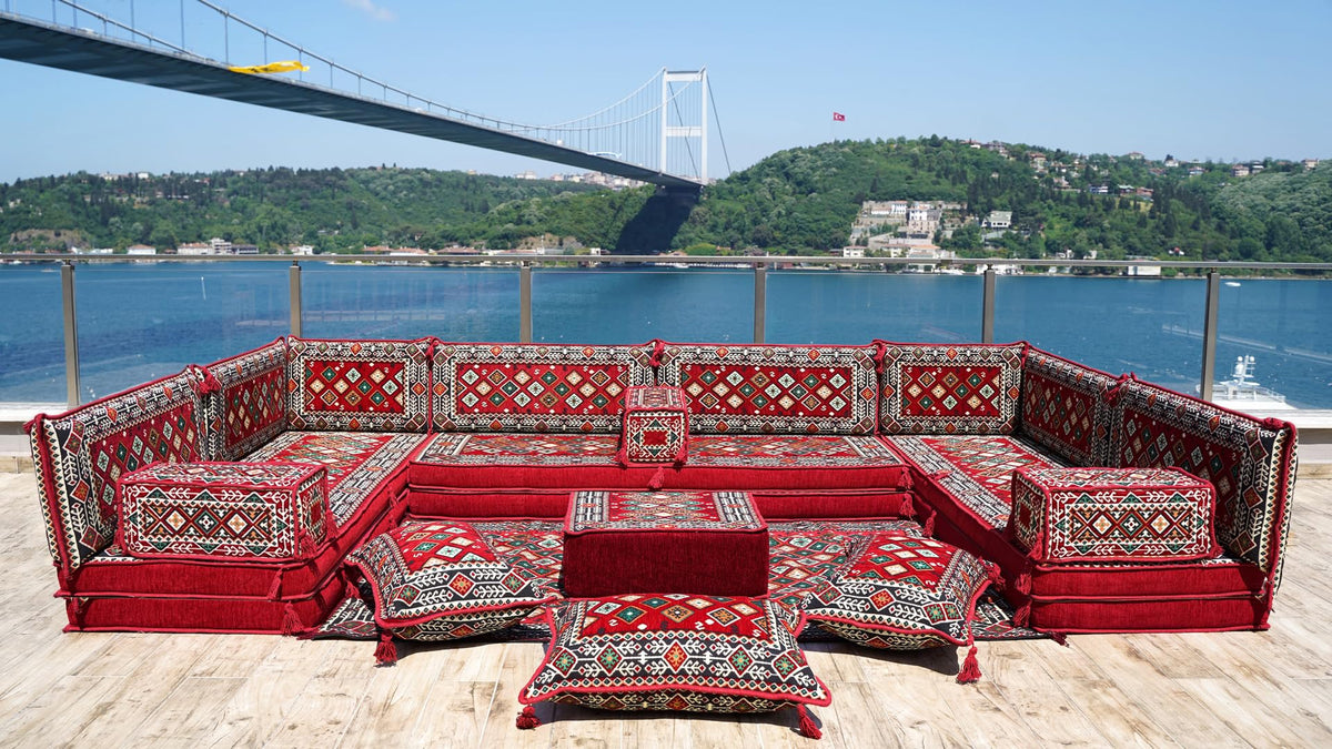 arabicsofa U Shaped Traditional Floor Sofa Majlis Seatingâ Modular Turkish Moroccan Jalsa Set with Washable Covers