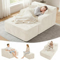 Chaise Lounge Chair Indoor,Boneless Chair with Ottoman,Comfy Reading Chair for Adults,Small Sofa Bed Couch for Living Room,Single Sleeper Chair Bed,Beige