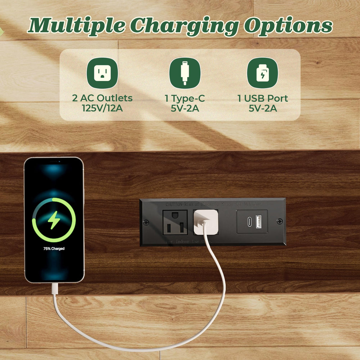 SUPERJARE 110.2 inch Narrow Behind Couch Table with Charging Stations