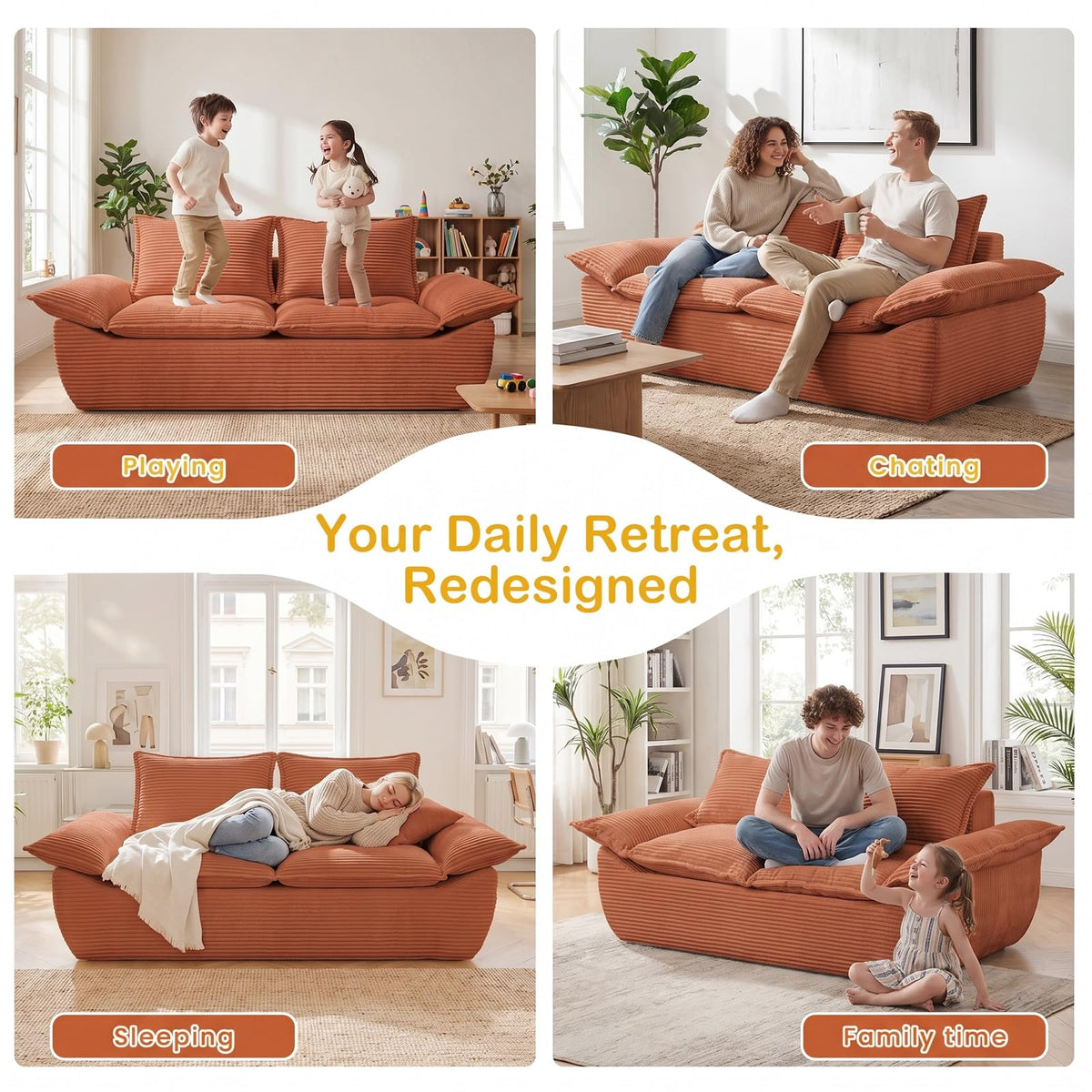 56" Boneless Loveseat, 2-Seater Black Boneless Sofa with Removable Cushions & 2 Pillows, Small Mini Couch Boneless Foam Sofa for Living Room, Apartments, & Office