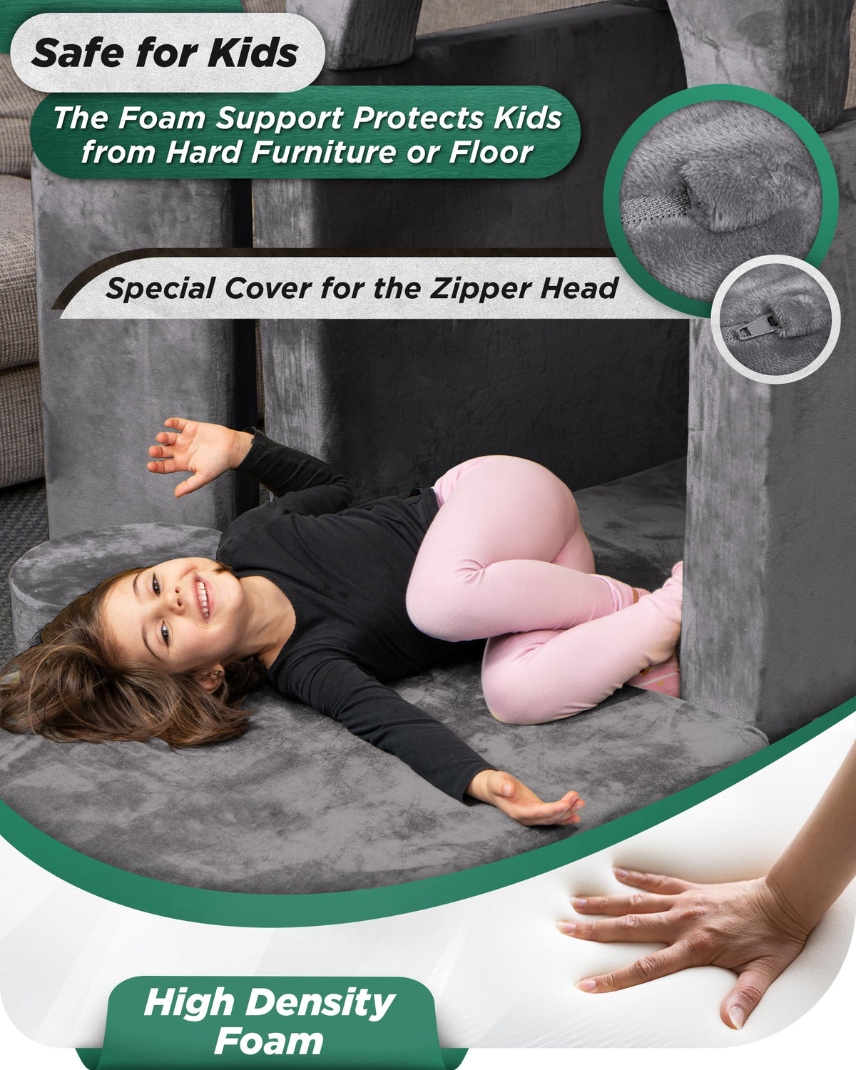 Lunix Modular Kids Play Couch, 14-Piece Fort Building & Climbing Foam Set