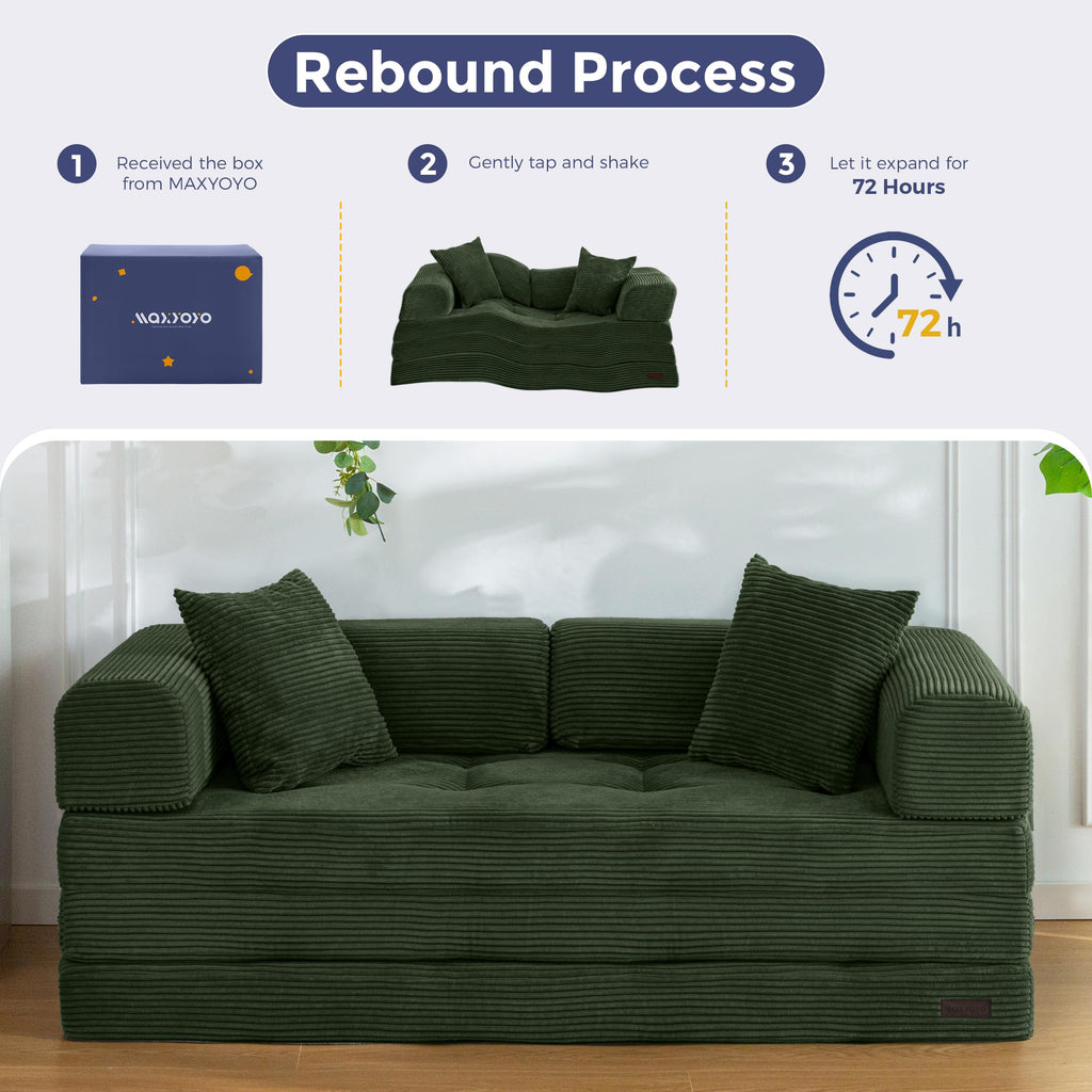 MAXYOYO Convertible Sofa Bed, Floor Sofa Couch with L-Shaped Backrest