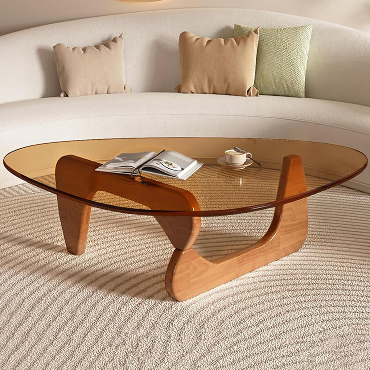 Mid Century Modern Coffee Table, Triangle Glass Coffee Table