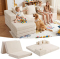 Modular Kids Play Couch, Convertible Toddler Sectional Sofa, Soft Cloud Corduroy Kids Sofa Bed with 3 Pillows, Safe No Edge Foam Play Furniture for Boys Girls Playroom Bedroom