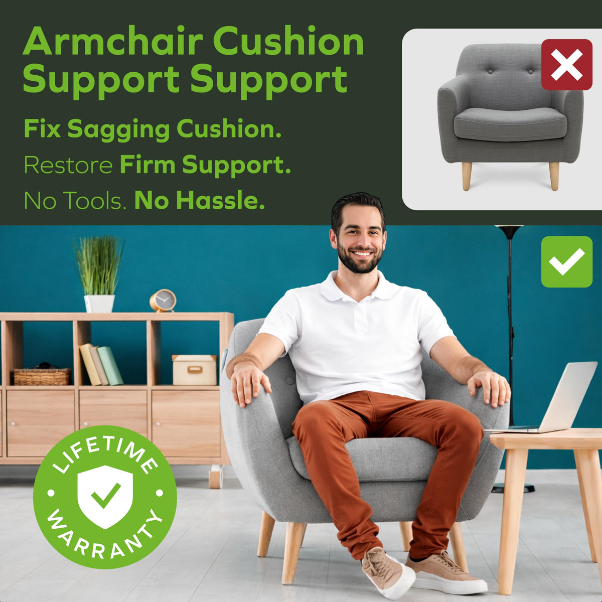 BEN'SHOME Deep Seat Couch Cushion Support Board, Sagging Sofa 68-81" x 30"