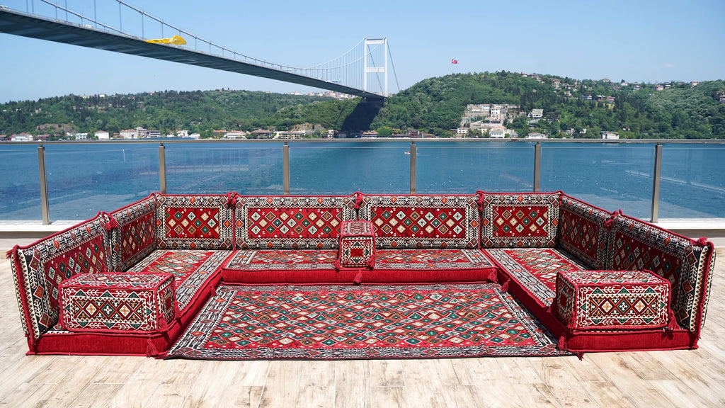 arabicsofa U Shaped Traditional Floor Sofa Majlis Seatingâ Modular Turkish Moroccan Jalsa Set with Washable Covers
