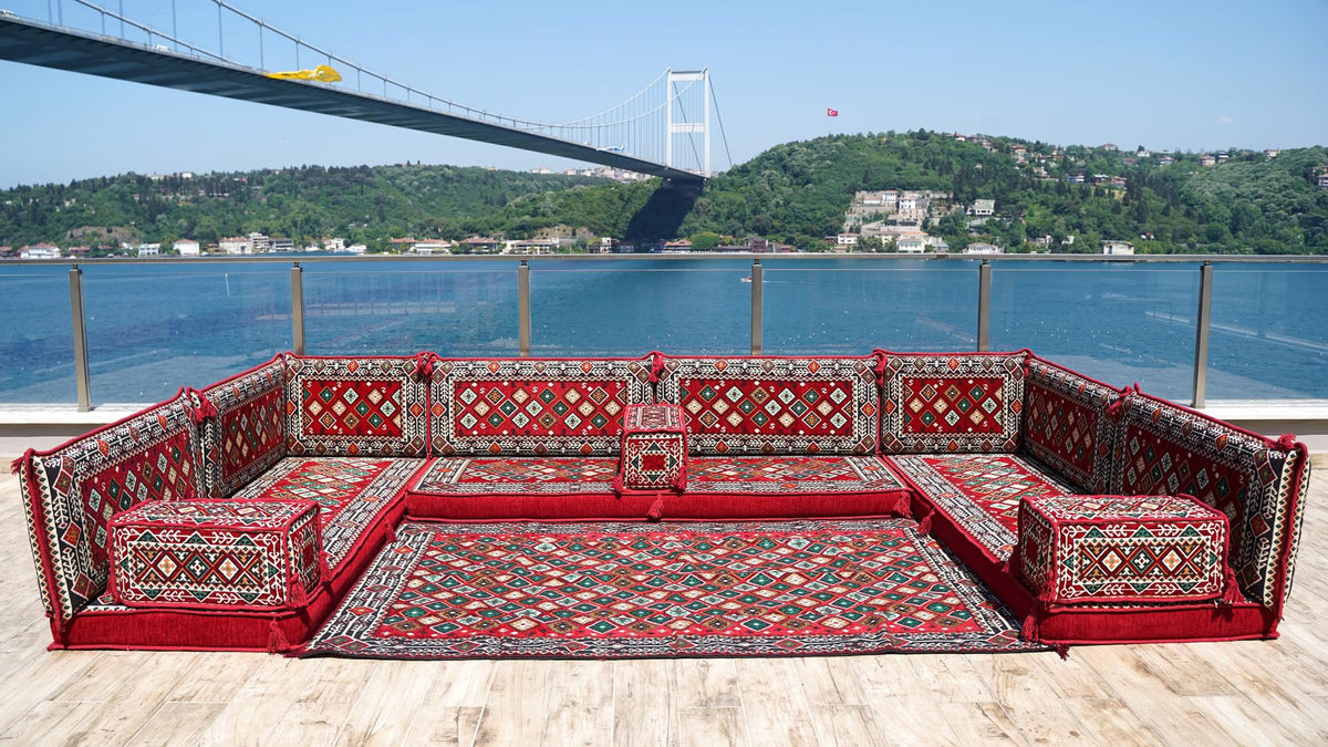 arabicsofa U Shaped Traditional Floor Sofa Majlis Seatingâ Modular Turkish Moroccan Jalsa Set with Washable Covers