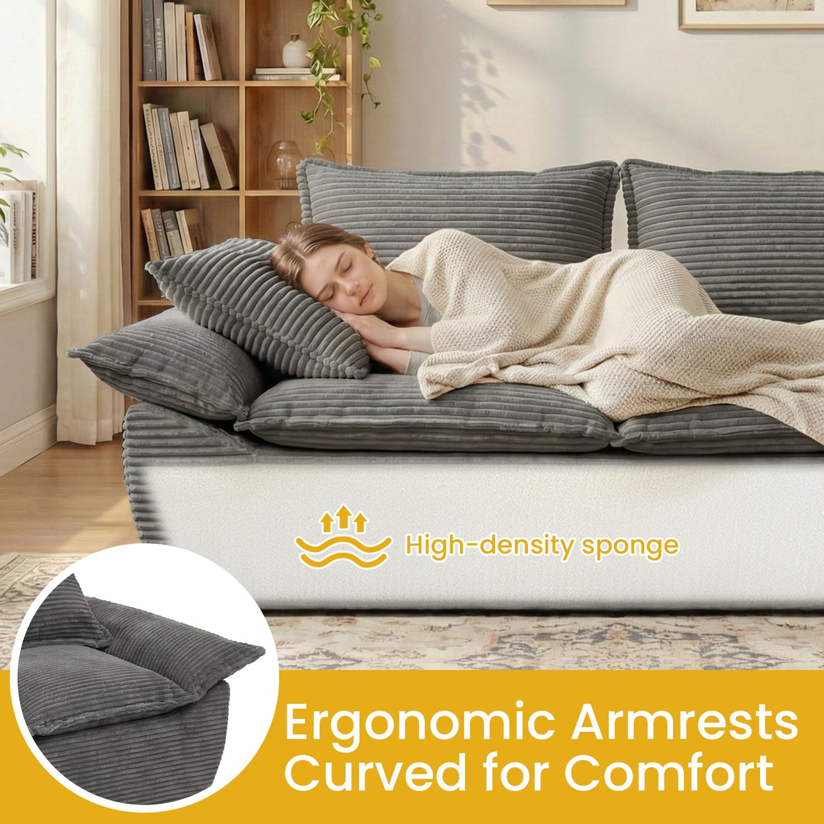 56" Boneless Loveseat, 2-Seater Black Boneless Sofa with Removable Cushions & 2 Pillows, Small Mini Couch Boneless Foam Sofa for Living Room, Apartments, & Office