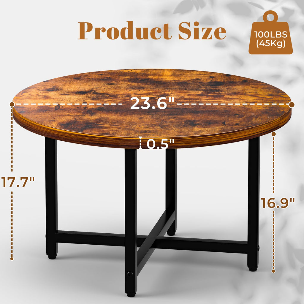 Coffee Tables for Living Room, 27.6" Round Coffee Table, Black Coffee Table