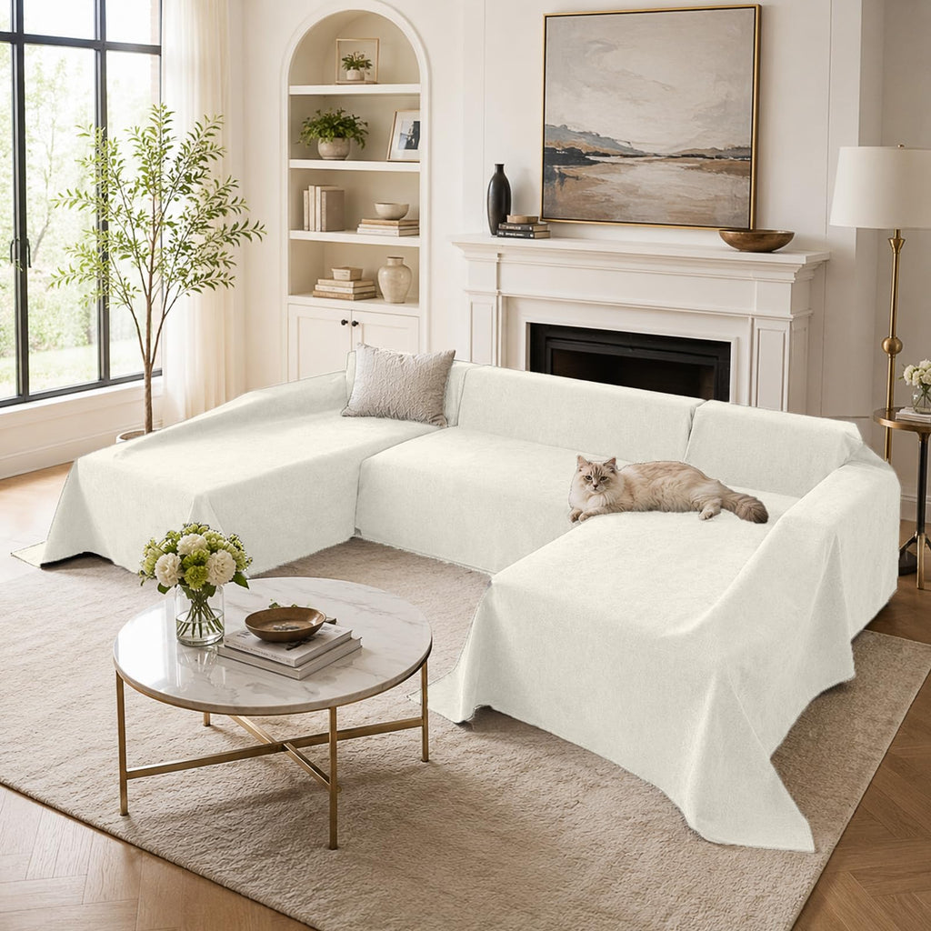 Deep Dream Sectional Couch Covers U Shape, 3 Pieces Waterproof Sofa Cover for Sectional Sofa, Non Slip U Shaped Couch Cover with Chaise Lounge for Dogs Pets, Dark Grey (2PCS 110"x63" + 1PCS 90"x71")