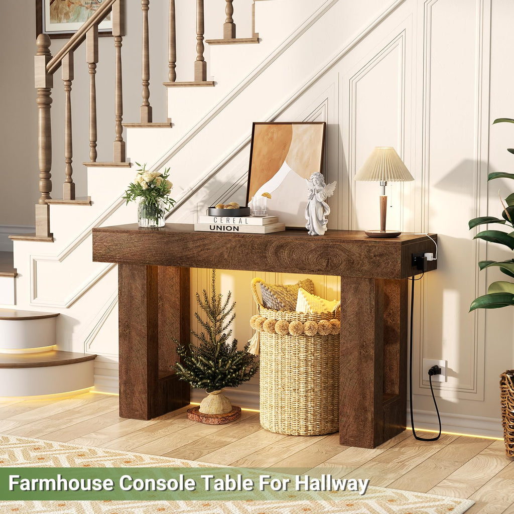 Unikito 63" Console Table with Sensor Light & AC Outlets with USB-C Ports