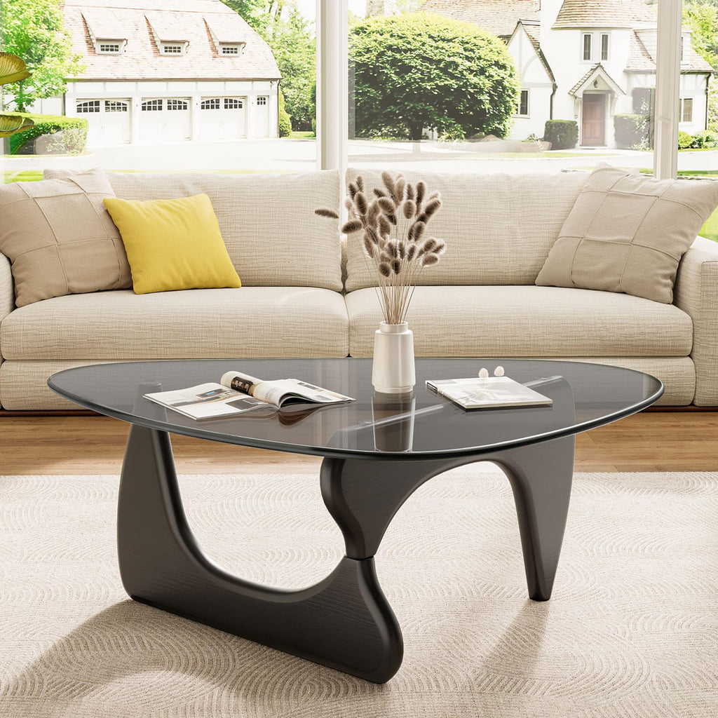 Modern Glass Coffee Table, Mid Century Triangle Coffee Table for Living Room Bedroom Reception Office Tables