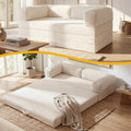 Erament Futon Sofa Bed Queen, Convertible Tri Folding Mattress Foldable with Removable Armrests & Washable Cover, 5-Inch Floor Mattress with High-Density Foam, Small Pull Out Couch Bed, Beige