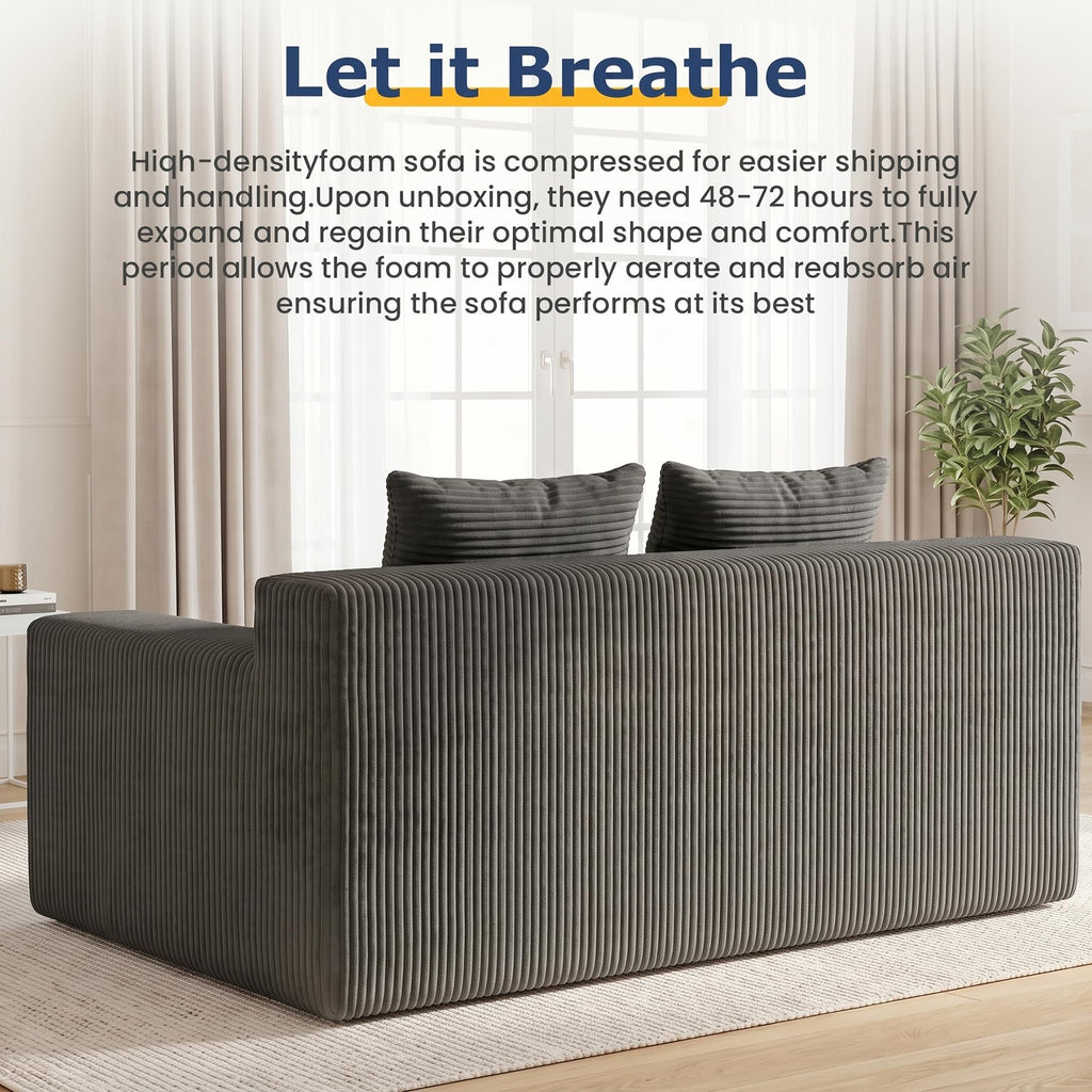 cidludto Convertible Sofa Bed, 3 in 1 Loveseat Folding Couch Bed Foldable - Chaise Lounge Chair & Floor Futon Sofa, Corduroy Pull Out Sofa Bed with 4 Pillows for Living Room, Beige