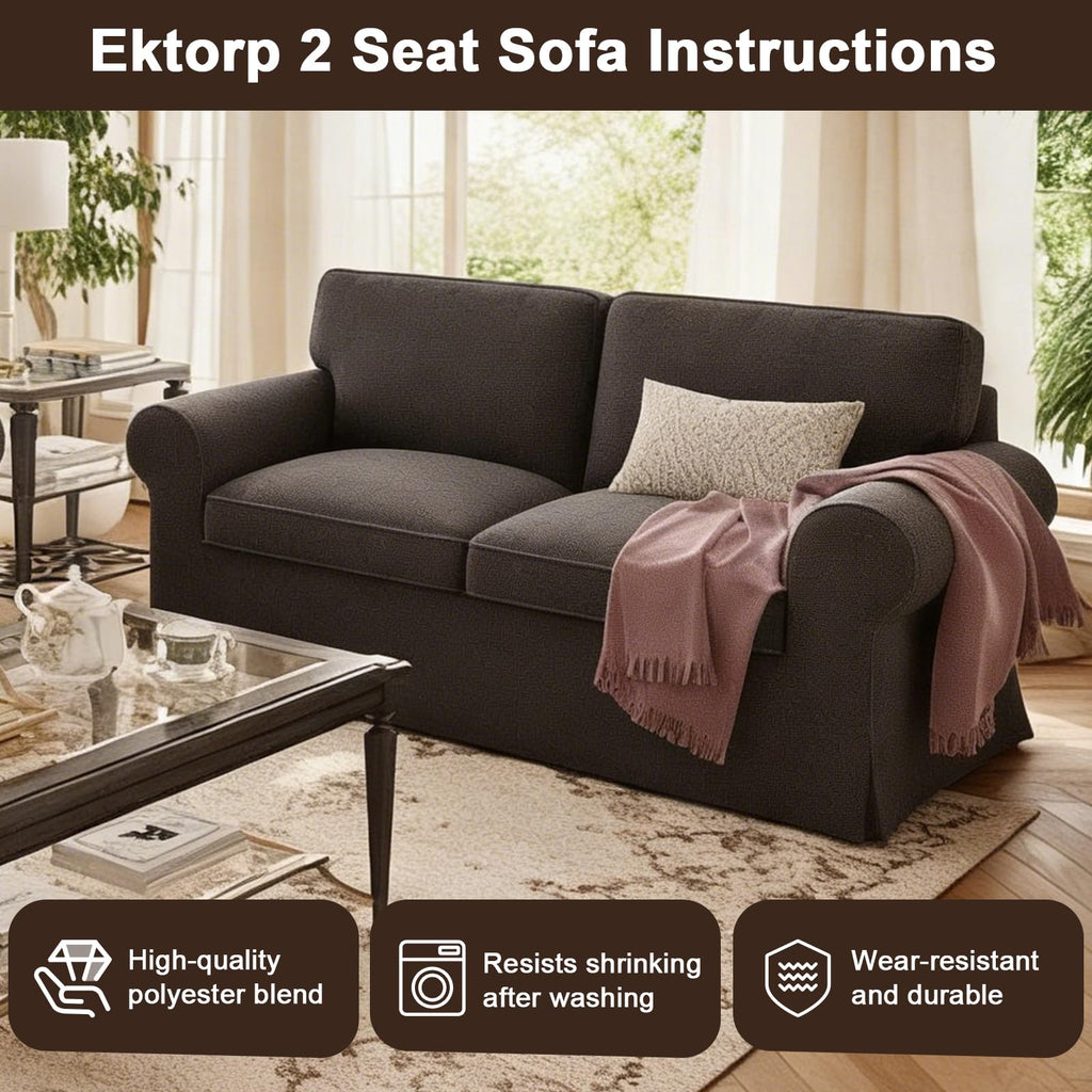 Ektorp 3 Seat Sofa Cover Slipcover Replacement Made for IKEA Ektorp 3 Seat Sofa Cover, Couch Cover Not Include The Sofa Body,Khaki