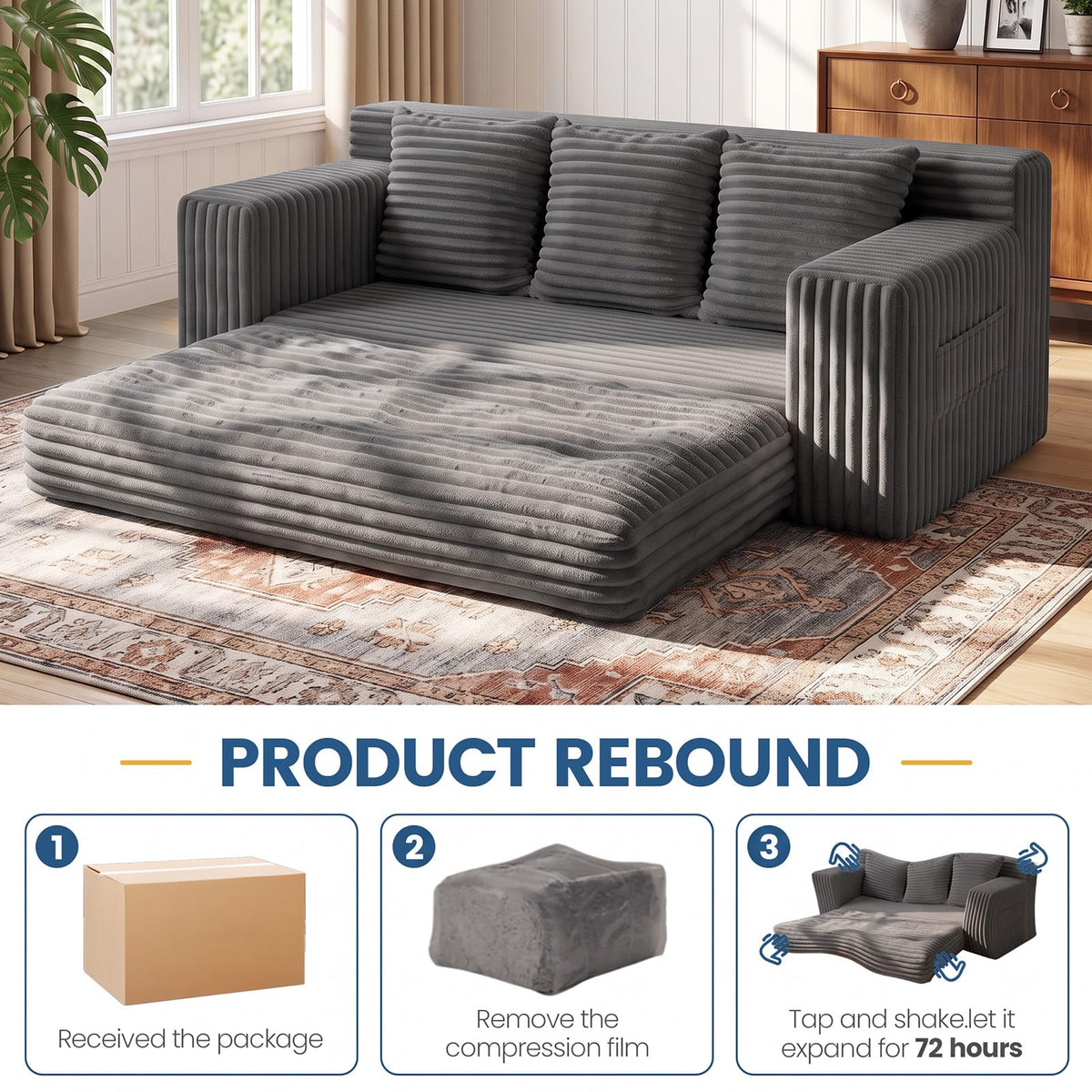 Boneless Couches for Living Room, 2 Seater Boneless Loveseat Sofa, Premium Memory Foam Couch in a Box, Cozy Bean Bag Couch, Lazy Floor Sofa & Loveseat for Bedroom Office Lounge Apartment,Beige