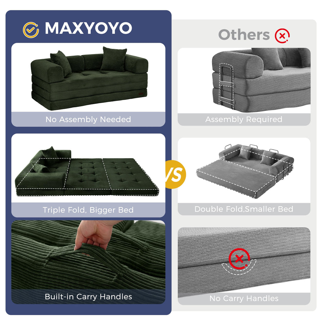 MAXYOYO Convertible Sofa Bed, Floor Sofa Couch with L-Shaped Backrest