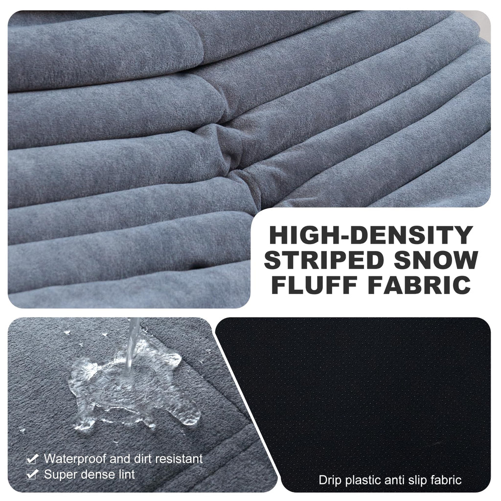 Full Foam 3-Seater Sofa, Bean Bag Floor Couch for Adults, Waterproof Fabric