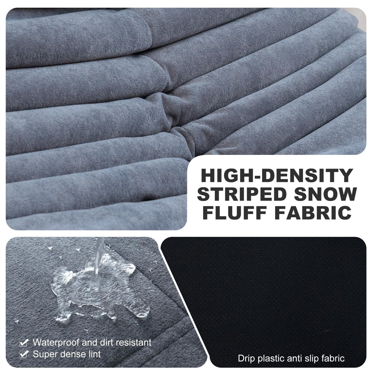 Full Foam 3-Seater Sofa, Bean Bag Floor Couch for Adults, Waterproof Fabric