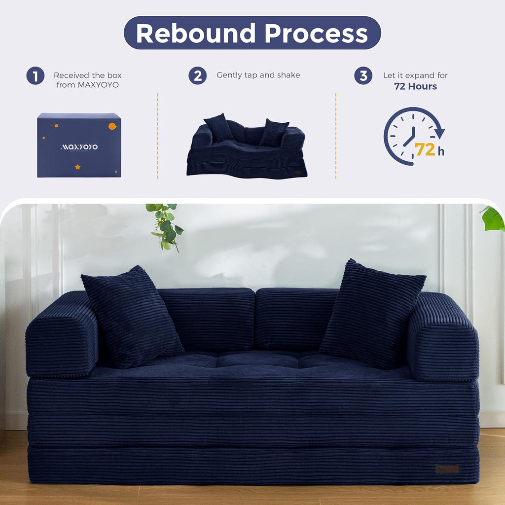 MAXYOYO Convertible Sofa Bed, Floor Sofa Couch with L-Shaped Backrest