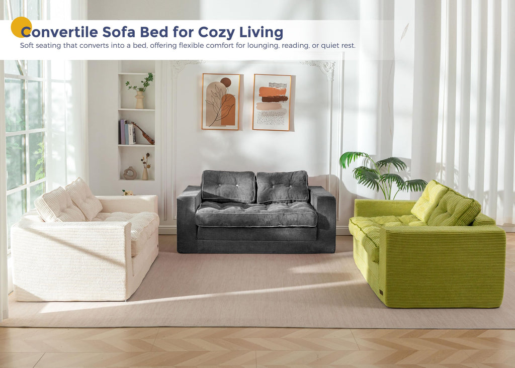 MAXYOYO Folding Sofa Bed, Convertible Sleeper Loveseat with Pillows