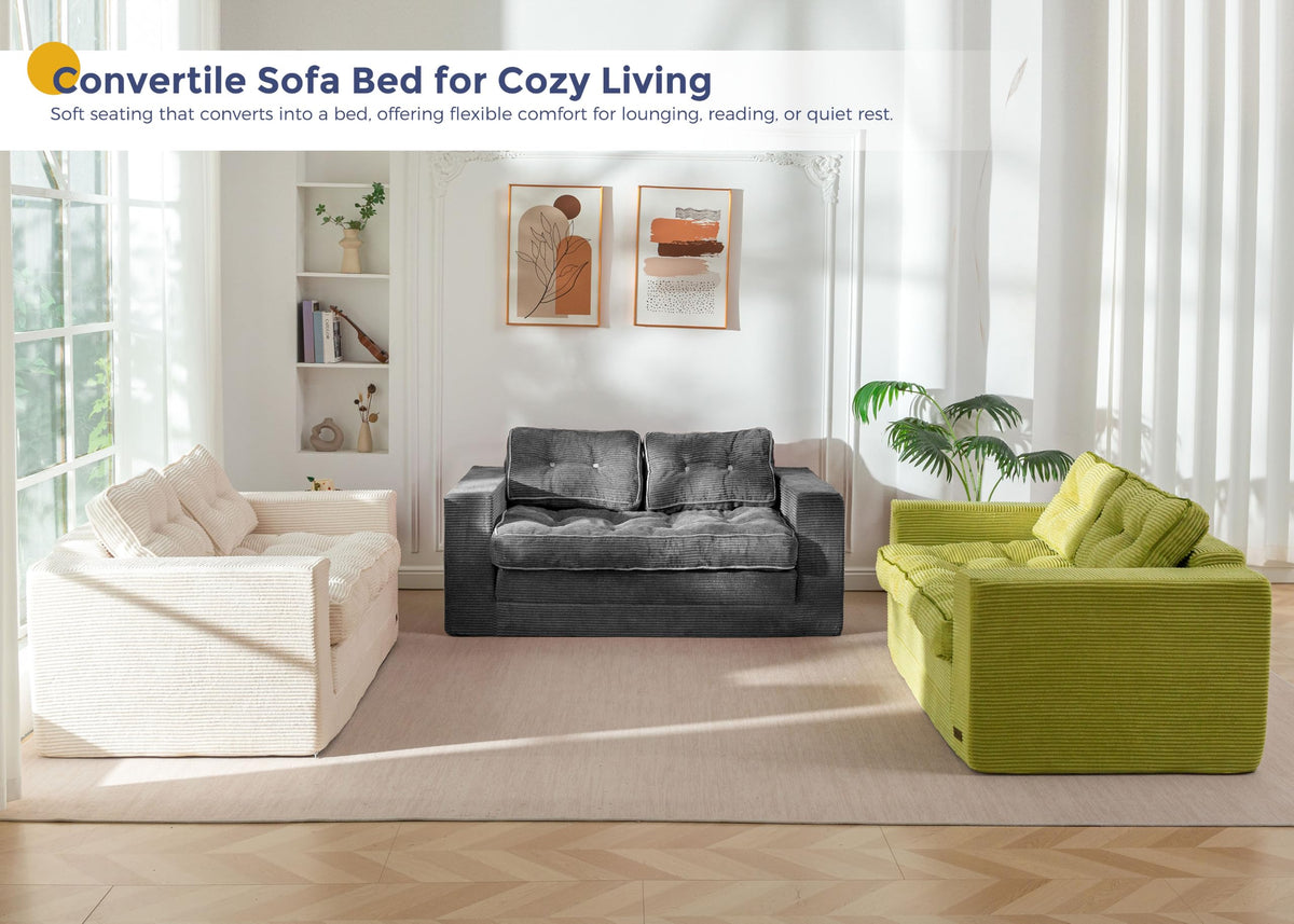 MAXYOYO Folding Sofa Bed, Convertible Sleeper Loveseat with Pillows