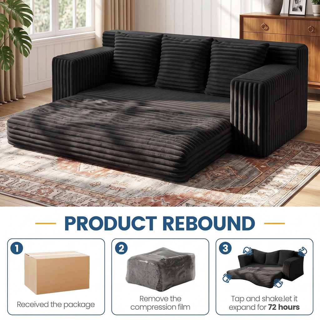 Boneless Couches for Living Room, 2 Seater Boneless Loveseat Sofa, Premium Memory Foam Couch in a Box, Cozy Bean Bag Couch, Lazy Floor Sofa & Loveseat for Bedroom Office Lounge Apartment,Beige