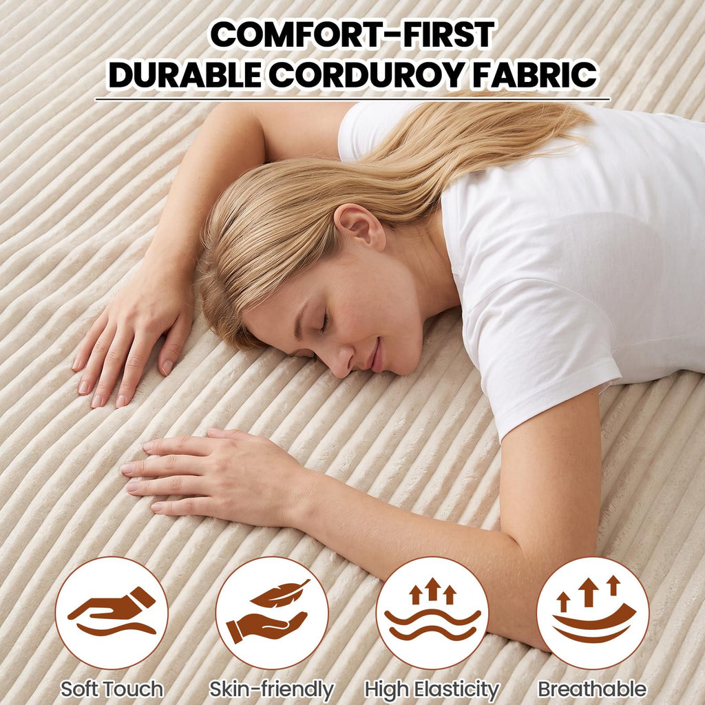 Small Boneless Couch, Boneless Loveseat Convertible Sofa Bed Sleeper Sofa Couch Bed with 2 Pillows, Corduroy Folding Floor Futon Foldable Boneless Couch for Living Room, Guest Room, Small Space, Black