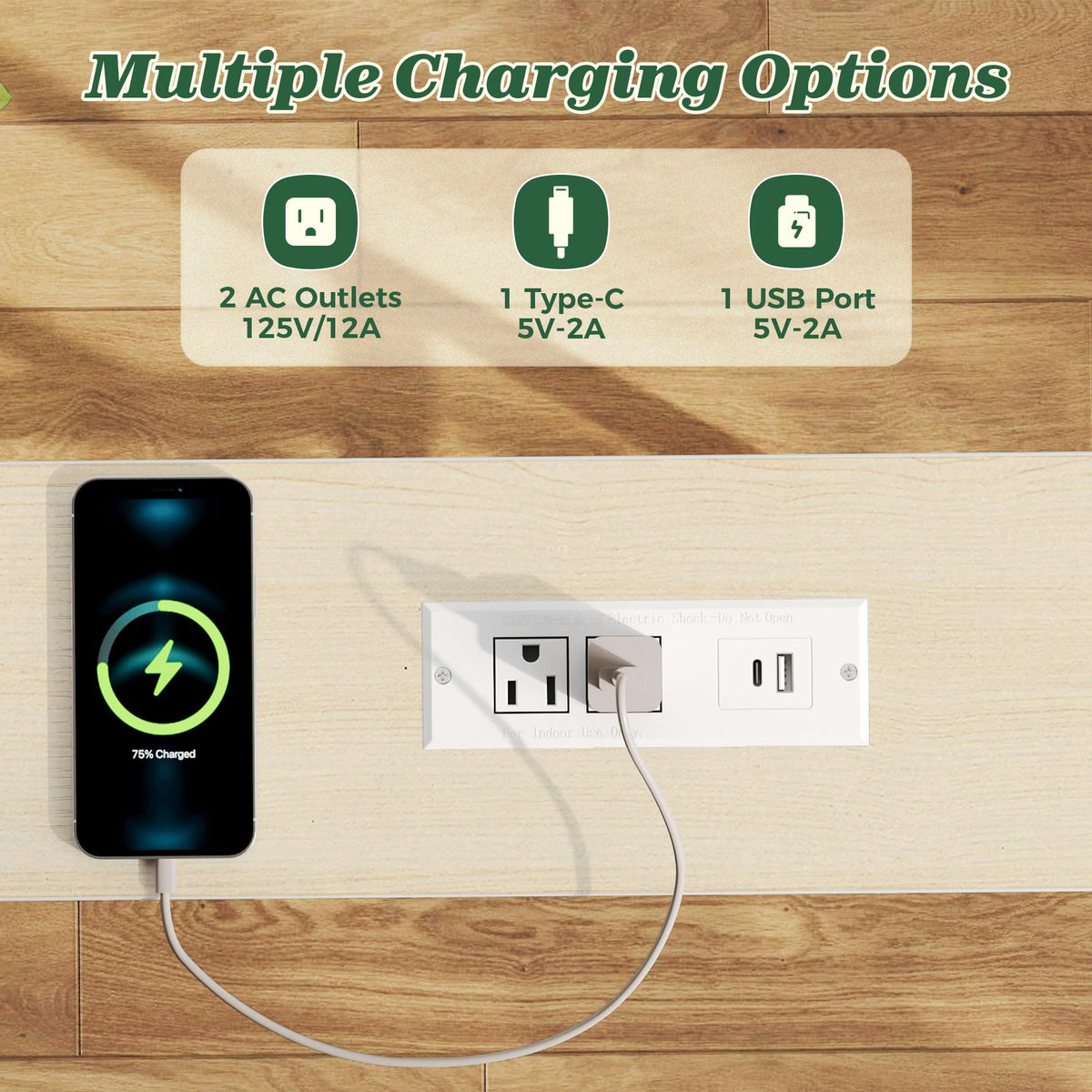 SUPERJARE 110.2 inch Narrow Behind Couch Table with Charging Stations