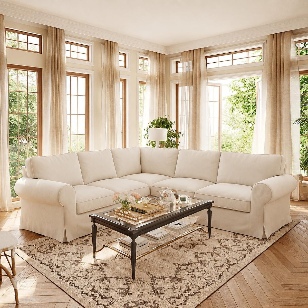 Ektorp 3 Seat Sofa Cover Slipcover Replacement Made for IKEA Ektorp 3 Seat Sofa Cover, Couch Cover Not Include The Sofa Body,Khaki