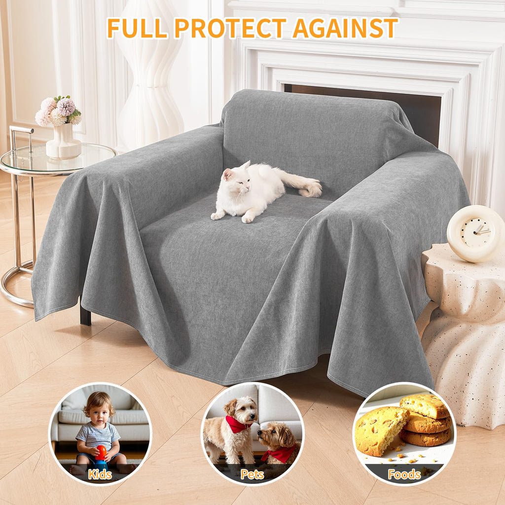 Deep Dream Cat-Scratch Resistant Couch Cover, Waterproof Sofa Cover for 3 Cushion Couch Washable, Pet Friendly Couch Protectors Anti Slip Thickened Sofa Slipcovers for Dogs Pets, 91" x 150", Brown