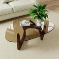 Triangle MDF Frame Coffee Table with Amber Tempered Glass Top