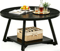Coffee Tables for Living Room, 27.6" Round Coffee Table, Black Coffee Table