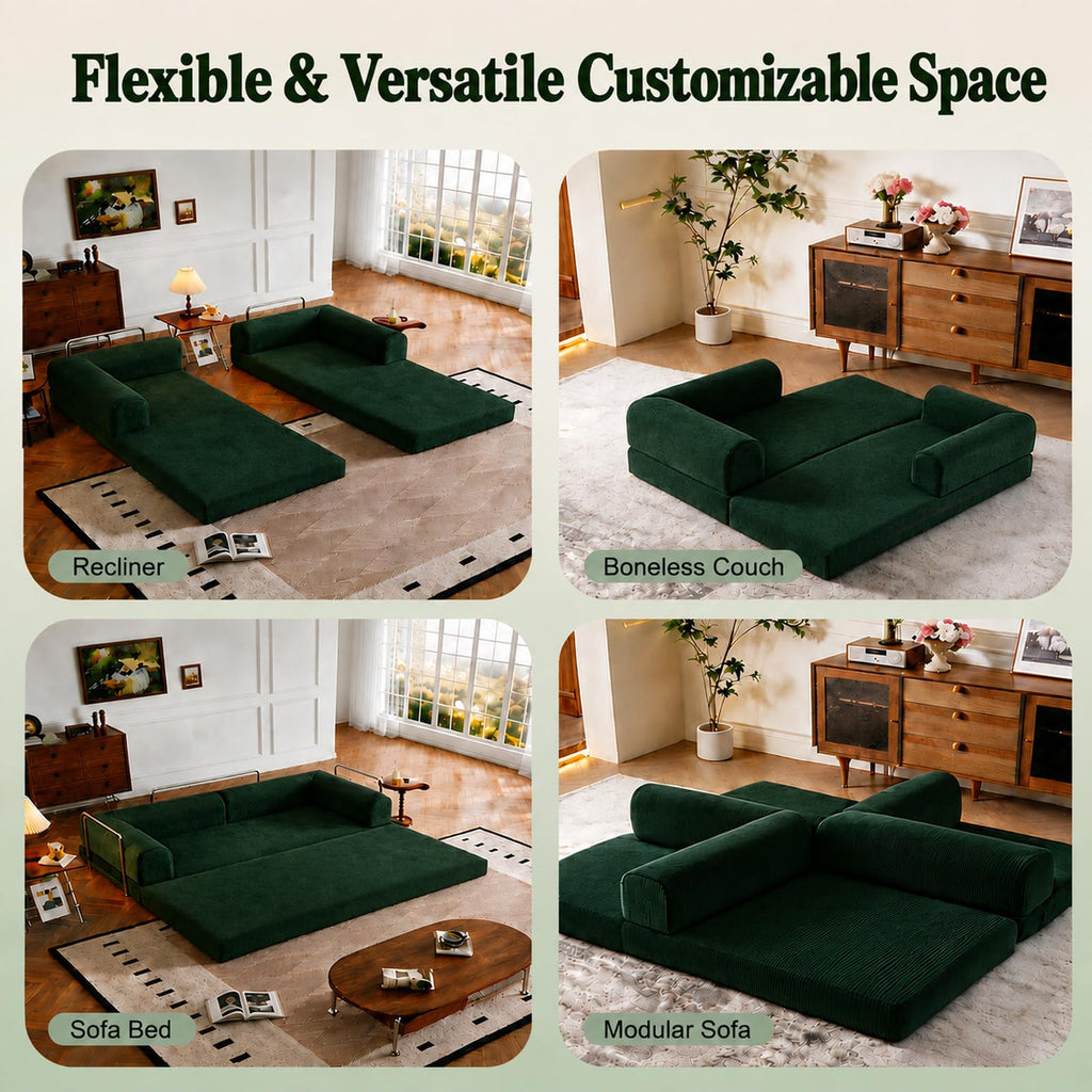 WHGBJA 79" 5 in 1 Convertible Sofa Bed Couch, Modular Sectional, Loveseat
