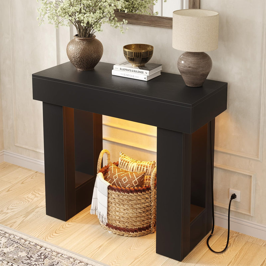 Unikito 63" Console Table with Sensor Light & AC Outlets with USB-C Ports