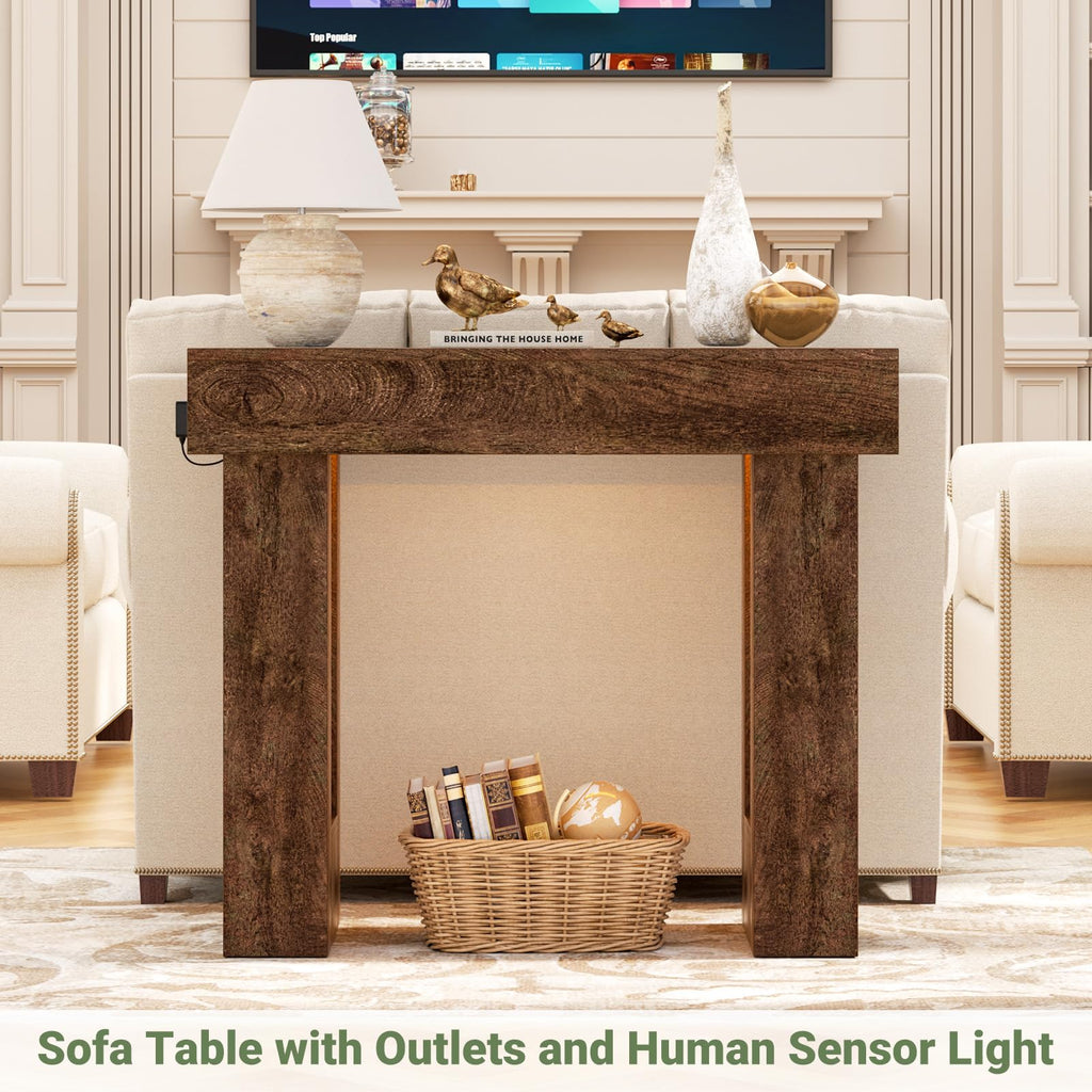 Unikito 63" Console Table with Sensor Light & AC Outlets with USB-C Ports