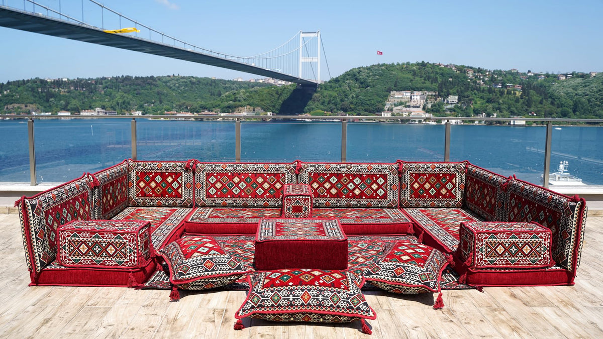 arabicsofa U Shaped Traditional Floor Sofa Majlis Seatingâ Modular Turkish Moroccan Jalsa Set with Washable Covers